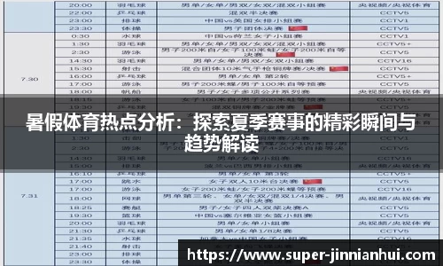 暑假体育热点分析:探索夏季赛事的精彩瞬间与趋势解读